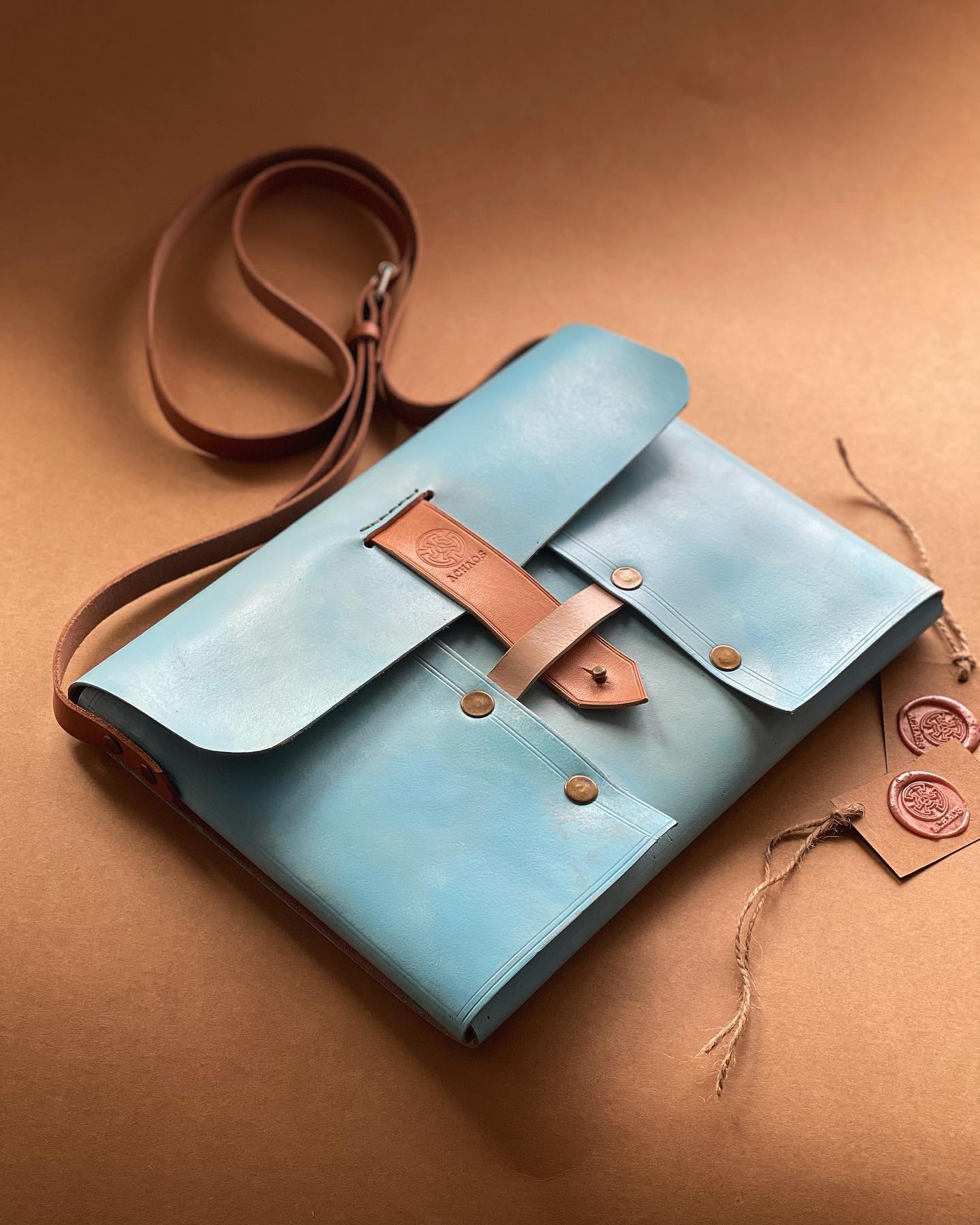 Handcrafted ''BLUE'' Leather Bag